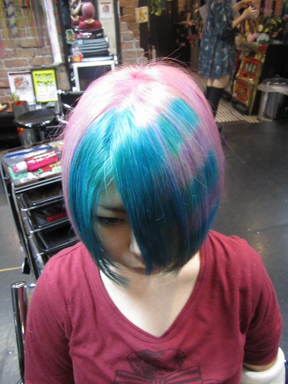 個性的！ターコイズブルー＆ラベンダーパープルボーダーカラー