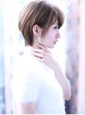 大人かわいい斜めバングひし形耳かけショート【Cloud zero】