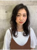 大人前髪 ×  ラフウェーブ
