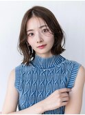 大人かわいい前髪セシルカットココアブラウンフリンジウェーブ