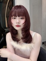 ロンドエニカ 大宮(Lond enika)&nbsp;ウルフカタログアンブレラカラー韓国ミディウェーブレイヤー大宮