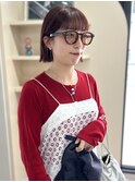 オレンジブラウン ブリーチなしダブルカラー 切りっぱなしボブ