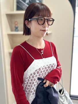 イロウ 天神大名店(IROW) オレンジブラウン ブリーチなしダブルカラー 切りっぱなしボブ