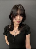 黒髪クラゲヘアー/オリーブグレー/小顔ココアベージュ