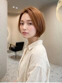 前髪なし長めショートボブ