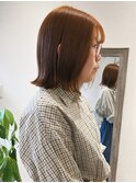 ブリーチ無しダブルカラーオレンジブラウン吉祥寺小顔ボブ人気