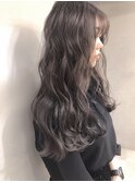 コバルトグレー_耳かけウェーブパーマフォギーベージュ