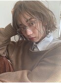くびれヘア顔周り韓国レイヤーカット黒髪ショートミディアム/柏