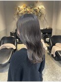 ダブルカラーブリーチなし透明感カラー暗髪グレージュ韓国ブルベ