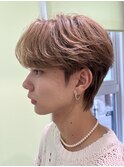 韓国ヘアカルマパーマカルマバングセンターパート黒髪ウルフ