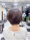 ☆ひし形ショートボブ大人シースルーバング顔周りカット