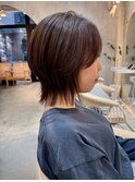 ◯黒髪小顔ボブルフネビージュワンレンショートウルフカット