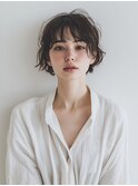黒髪/ボブルフ/ネビージュ/小顔/ワンレン/小平/髪質改善/前髪