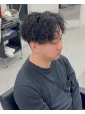 センターパートツイストスパイラルパーマ