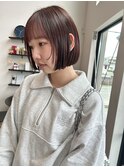 ボルドーカラー×ボブ×顔まわり
