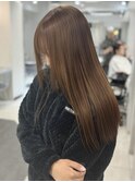 大人可愛い暖色ブリーチなしオレンジベージュくせ毛風パーマ