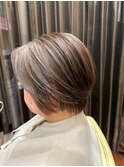 白髪染めグレイカラーダークシルバー大人ボブミセスヘア