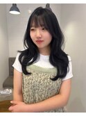 韓国/顔周りレイヤー/ダブルカラー/ベージュ/前髪新潟長岡宮関