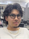大人波巻きツイストスパイラルサーフパーマセンターパート渋谷