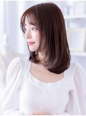大人可愛い小顔ワンカールミディアムレイヤーカットTe1上尾30代