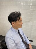 かき上げヘアショートレイアーくせ毛風パーマコンマヘアS18