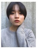 表参道/大人かっこいい/ネイビーアッシュ/前髪なしショートd
