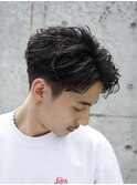センターパートツイストスパイラルパーマメンズマッシュパーマ