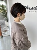 大人ショートボブ丸みショートカットマッシュショート前髪あり