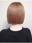 ピンクベージュモードタイトストレートボブオルチャンヘア/横浜
