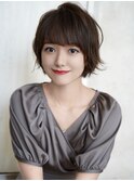 大人かわいい丸みショート前髪ありイメチェン