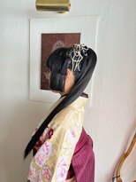 美容室 メザミー MESAMIES 卒業式前撮り 着付けヘアメイクゆるふわ姫カットポニーテール