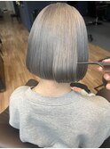 20代30代40代ミニボブアッシュグレージュ透明感小顔ケアブリーチ