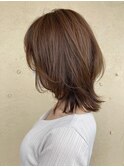 くびれレイヤー/ヘーゼルベージュ/結べるボブ/透明感/30代40代