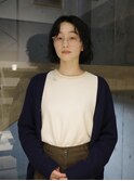 【田中結】ボブ　ナチュラルパーマ　ニュアンス