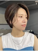 前下がりショート・ボブ/パーマ/前髪なし/30代/40代/50代/長め