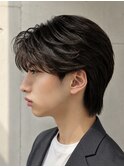 曲がる縮毛矯正 フェザーアップセンターパート黒髪