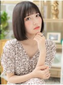 黒髪アッシュ透けバング小顔ぶつ切りボブb浦和20代30代40代