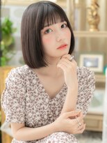 カバーヘアアンドスパ ブリス 浦和(COVER HAIR&SPA bliss)&nbsp;黒髪アッシュ透けバング小顔ぶつ切りボブb浦和20代30代40代