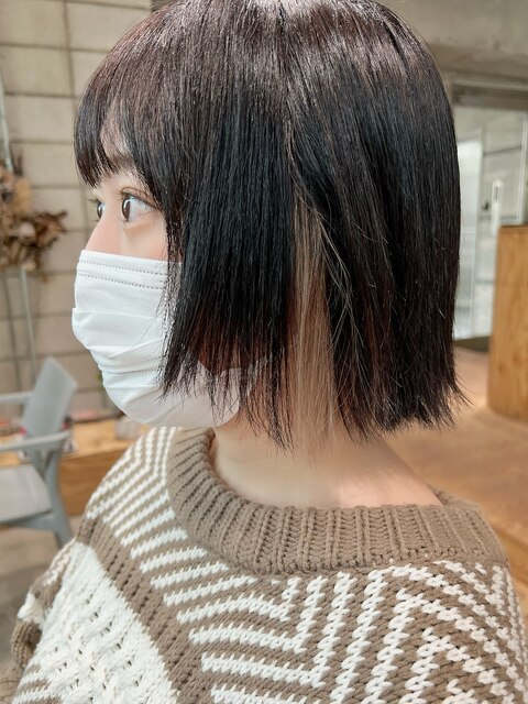 guest hair 切りっぱなしプチレイヤーボブ　アクセサリーカラー