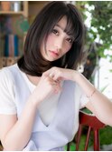 シースルーバング黒髪小顔レイヤーミディアムc6浦和20代30代40代