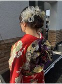 成人式ヘア/シニヨン/水引/アップスタイル