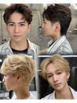 サイン メンズ 表参道(SIGN men's)&nbsp;フェザーカットダウンパーマブリーチカラーセンターパート