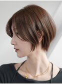 横浜西口大人ショートボブ前髪なしココアベージュ韓国30代40代
