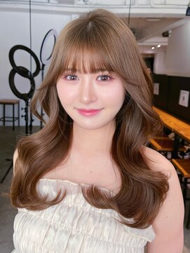 アルバム 新宿(ALBUM SHINJUKU) ロンググレージュ暗めカラー韓国ヘア顔周りレイヤー_F1072