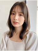 韓国ヘア レイヤーカット 小顔 ココアベージュ 黒髪"