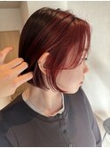 【mimura】チェリーレッド　ミニボブ　ぱっつんボブ　赤髪　谷塚