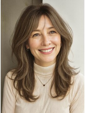 ハーツ(Heart's) セミロングレイヤー　白髪ぼかし　40代50代60代