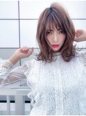 小顔に見せるヘアミディアム♪ベージュグラデーション錦糸町
