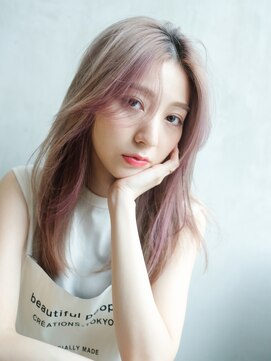 アルバム 銀座(ALBUM GINZA) ストレートロング_耳かけウェーブパーマフォギーベージュ_7658