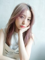 アルバム 銀座(ALBUM GINZA) ストレートロング_耳かけウェーブパーマフォギーベージュ_7658